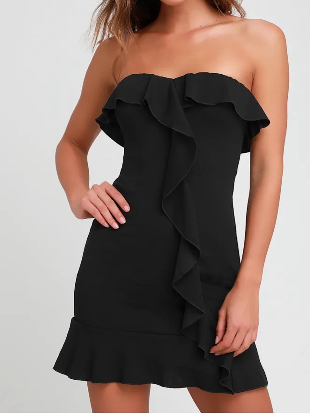 Lulu's Black Strapless Mini Dress